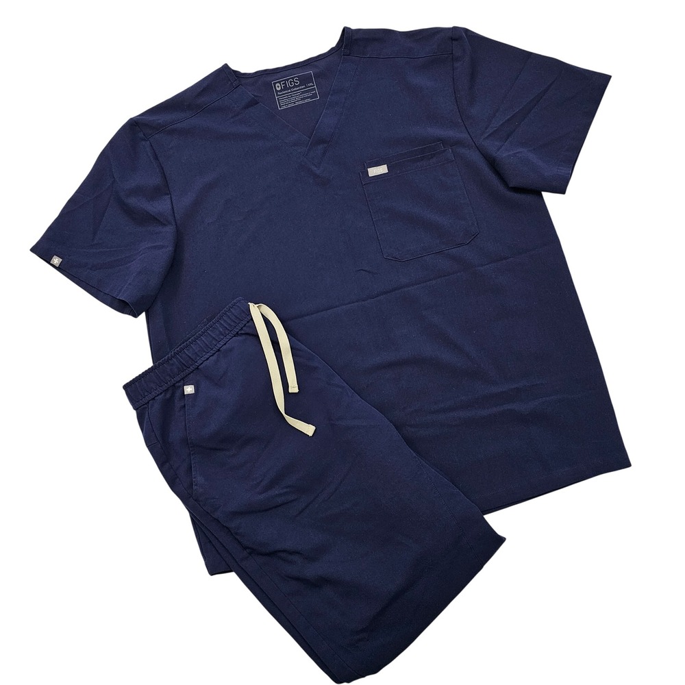 FIGS Scrub Set Mens XXL Top XL Joggers Navy Leon Tansen Nurse Medical Uniform